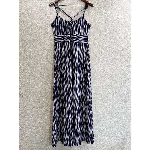 Eddie Bauer Womens Medium Maxi Dress Blue Space Dye Travex Aster Racerback - Picture 13 of 13